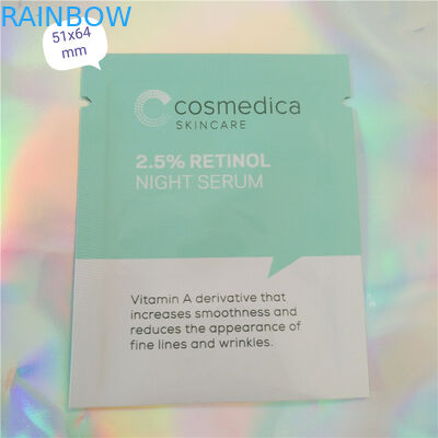 Cosméticos de empacotamento do saquinho da amostra do malote plástico da folha de alumínio, saquinho cosmético da amostra da selagem três lateral