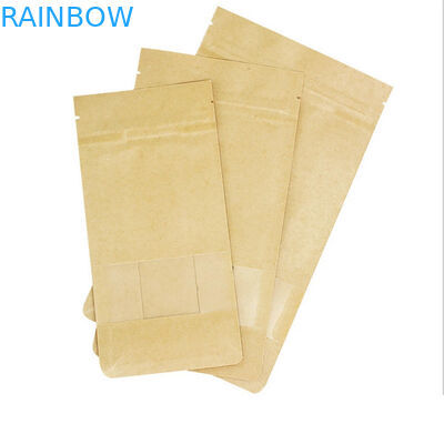 Parte dianteira clara saco de empacotamento personalizado do selo lateral do fechamento três do fecho de correr dos sacos de papel para porcas dos doces