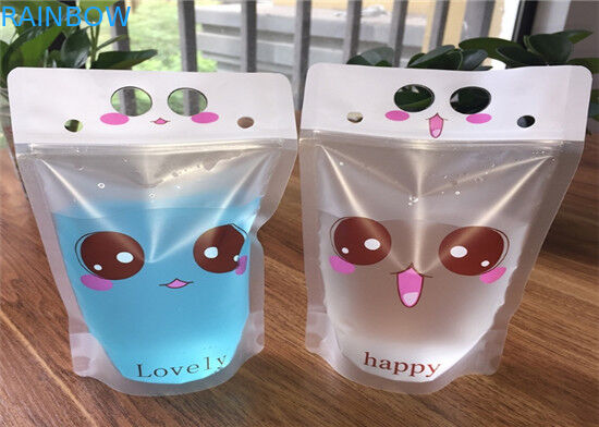 100ml/200ml transparentes levantam-se a impressão a cores completa dos malotes com zíper