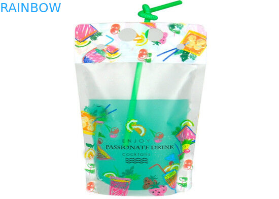 A bebida do suco está ensaca acima o certificado imprimindo feito sob encomenda de FDA da cor de CMYK com punho