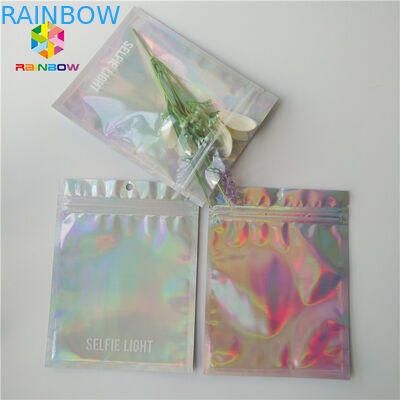 Brilhantemente saco de empacotamento cosmético do laser com holográfico dianteiro/traseiro claro