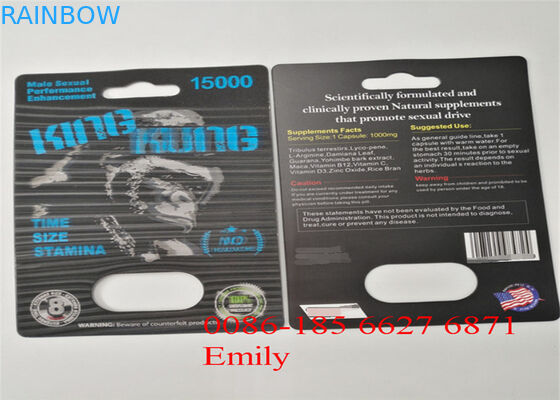 Cartão da bolha do papel revestido que empacota a laminação lustrosa para comprimidos sexuais do realce