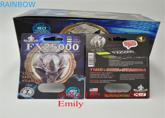 Cartão da bolha do papel revestido que empacota a laminação lustrosa para comprimidos sexuais do realce