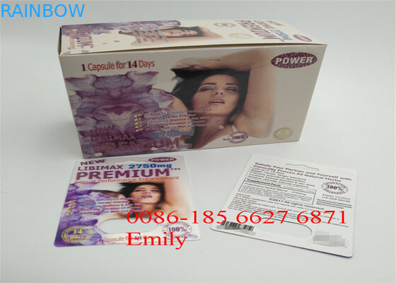 Cartão da bolha do papel revestido que empacota a laminação lustrosa para comprimidos sexuais do realce