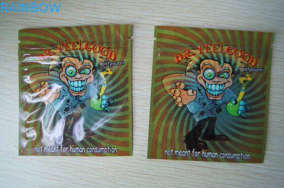 Incenso erval que empacota, malote lateral 4g da folha ambarina do selo da segurança três