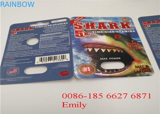 Material de empacotamento personalizado do ANIMAL DE ESTIMAÇÃO do cartão da bolha do logotipo para os comprimidos masculinos do realce