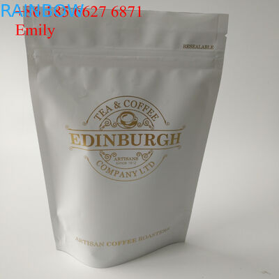 Malote da folha do zíper que empacota 250g 500g com desgaseificação de válvulas de sentido único