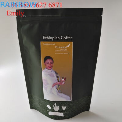 Malote da folha do zíper que empacota 250g 500g com desgaseificação de válvulas de sentido único