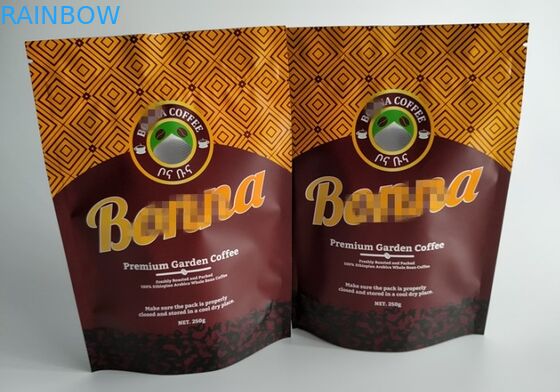 Os malotes plásticos que empacotam, soldadura térmica Matt de produto comestível levantam-se malotes do café