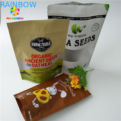 A porca seca do pó da proteína do produto comestível levanta-se o saco de empacotamento transparente do malote do zíper