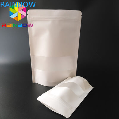 Embalagem de bolsas de snack em branco de papel kraft com janela / fecho transparente