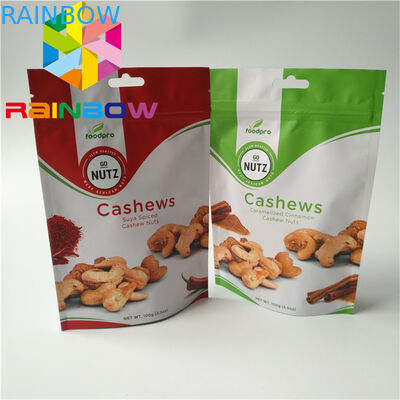 Embalagem personalizada de lanches laminada em folha de alumínio 100 g Mylar k para biscoitos / frutas secas