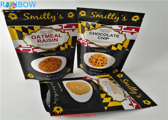 O rasgo Ziplock entalha a umidade - impermeabilize levantam-se os sacos de alumínio do bloco de dia do malote para o petisco