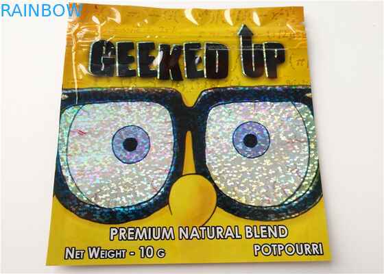 Sacos de empacotamento do Ziplock de Mylar do cartucho de Vape da folha do holograma do incenso erval do GV mini