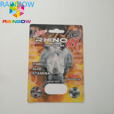 Nenhum bloco de bolha da dor de cabeça que empacota a caixa de cartão sexual do pacote do rinoceronte 69 da cápsula do comprimido