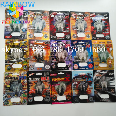 Nenhum bloco de bolha da dor de cabeça que empacota a caixa de cartão sexual do pacote do rinoceronte 69 da cápsula do comprimido