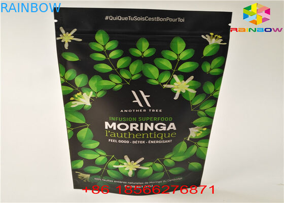 O chá de Matcha levanta-se o malote do zíper a folha de alumínio material laminada que recicla o papel de embalagem