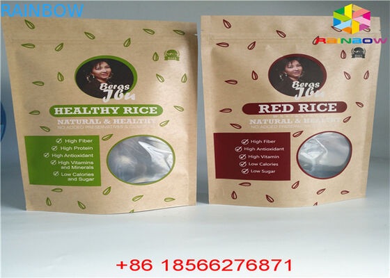 O malote personalizado reusável do alimento dos sacos de papel levanta-se a prova Ziplock do cheiro com janela