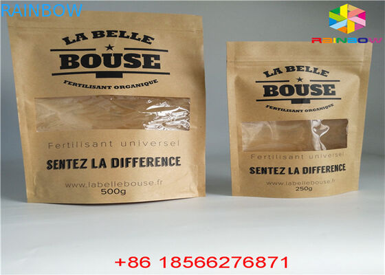 O malote personalizado reusável do alimento dos sacos de papel levanta-se a prova Ziplock do cheiro com janela