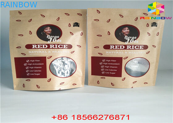 O malote personalizado reusável do alimento dos sacos de papel levanta-se a prova Ziplock do cheiro com janela