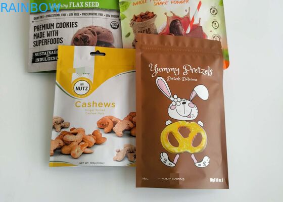 A parte superior plástica de alumínio secada do zíper dos sacos do empacotamento de alimento para o arroz dos peixes semeia especiarias