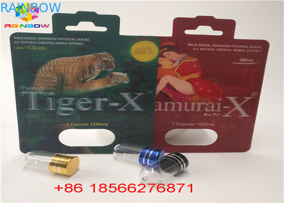 Cartão da bolha do comprimido do sexo que empacota a caixa de papel da cápsula da caixa de exposição 3D com furo dobro