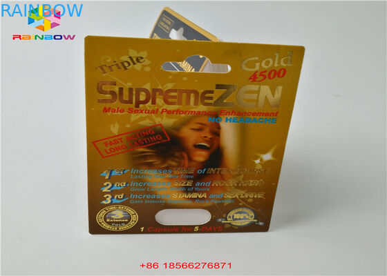 Cartão da bolha do comprimido do sexo que empacota a caixa de papel da cápsula da caixa de exposição 3D com furo dobro