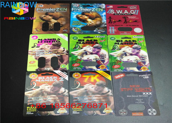 Cartão da bolha do comprimido do sexo que empacota a caixa de papel da cápsula da caixa de exposição 3D com furo dobro