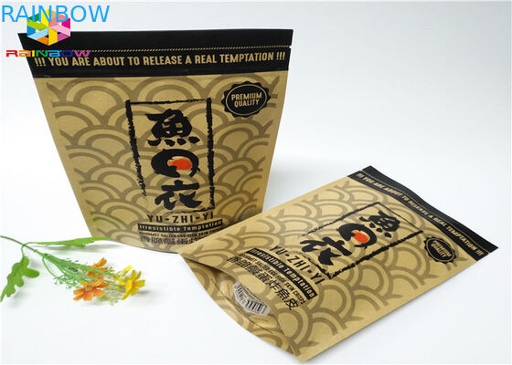 O costume Ziplock imprimiu sacos de papel que o alimento se levanta o papel de embalagem de Brown do malote com janela