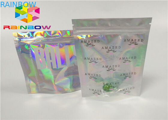 da folha plástica de mylar do zíper da impressão o laser de empacotamento ziplock do holograma holográfico levanta-se o saco do malote do fecho de correr para o presente/garrafas