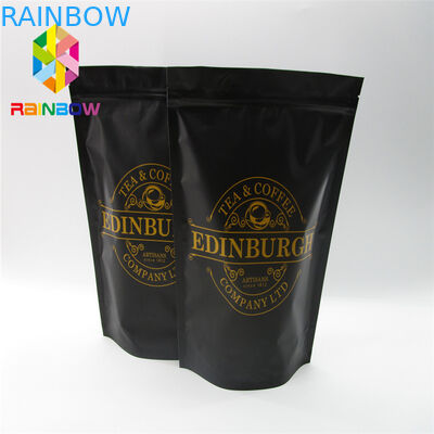 Os malotes plásticos de produto comestível que empacotam o saco de café FDA Ziplock da superfície do preto de Matt marcaram