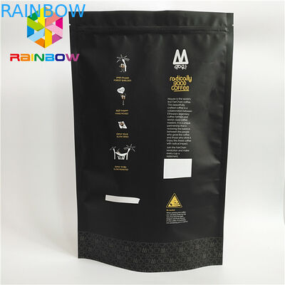 Os malotes plásticos de produto comestível que empacotam o saco de café FDA Ziplock da superfície do preto de Matt marcaram