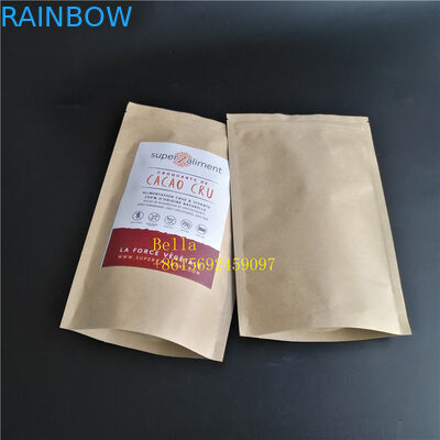 Saquinhos de chá impressos logotipo da folha que empacotam o malote do zíper do papel de embalagem de Brown Com janela clara