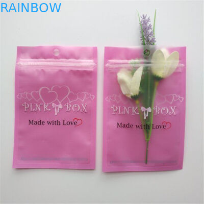 Malote cor-de-rosa de empacotamento cosmético Resealable do zíper da joia da colar dos brincos da pestana do saco