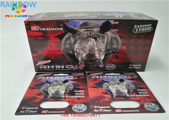 Impressão da caixa de exposição CMYK de Packa 3D do cartão da bolha do comprimido do sexo reciclada com furo dobro