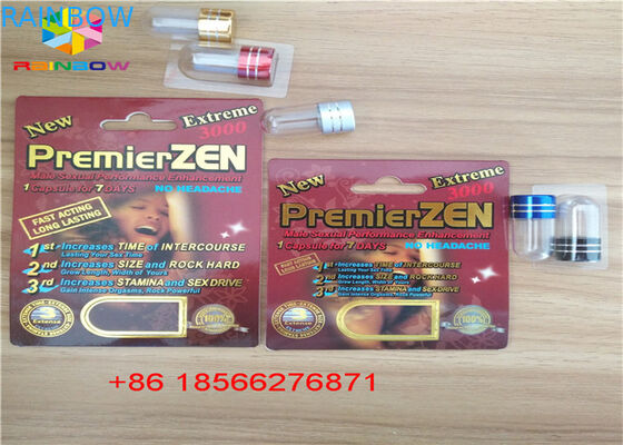 Impressão da caixa de exposição CMYK de Packa 3D do cartão da bolha do comprimido do sexo reciclada com furo dobro