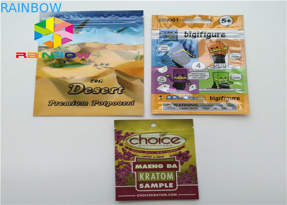 Malotes plásticos efeito lustroso/matte que empacotam o selo três lateral para o incenso erval