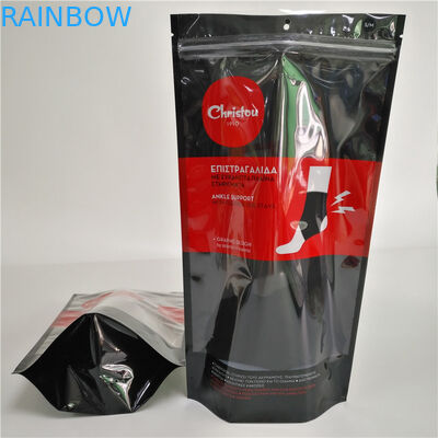 Roupa interior impresso Ziplock da janela dos sacos de plástico claramente que empacota o bloco preto de Doy para peúgas