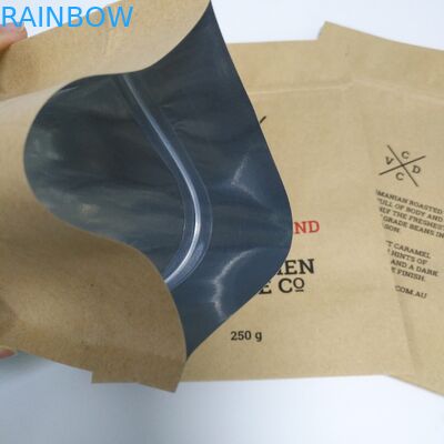 O empacotamento do saco do petisco do papel de Kraft Brown levanta-se a parte inferior lisa do malote com zíper