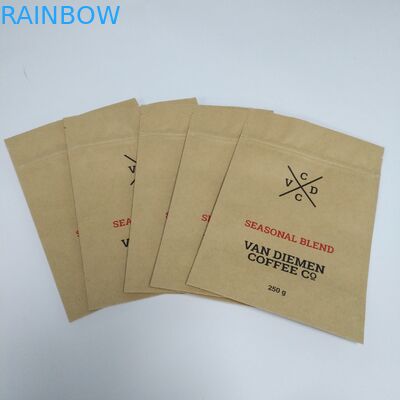 O empacotamento do saco do petisco do papel de Kraft Brown levanta-se a parte inferior lisa do malote com zíper