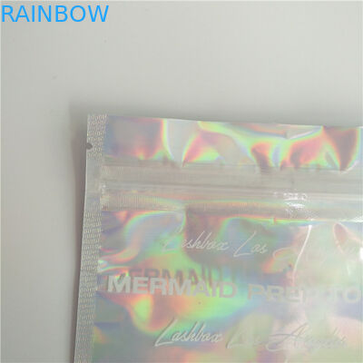 Levante-se sacos holográficos com efeito holográfico claro e traseiro dianteiro para o empacotamento de Comestic da pestana