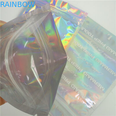 Levante-se sacos holográficos com efeito holográfico claro e traseiro dianteiro para o empacotamento de Comestic da pestana