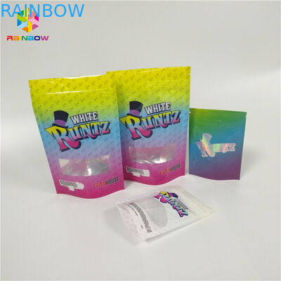 Saco reciclável do petisco que empacota da janela holográfica do espaço livre do laser o saco sem perigo para as crianças do fechamento do fecho de correr Runtz