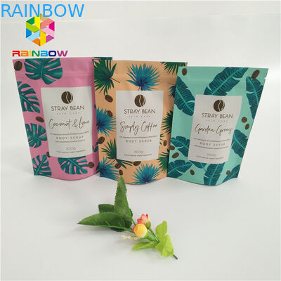 zíper palstic os sacos de café laminados claramente brancos levantam-se o malote com os entalhes ziplock do rasgo que empacotam para 500g 1kg 3kg