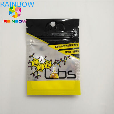 Incenso erval Resealable que empacota o lado do malote plástico 3 selado com os entalhes do rasgo do zíper