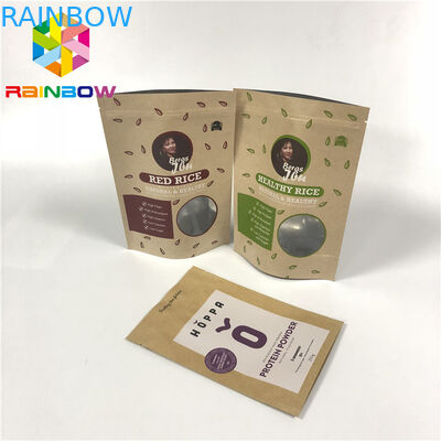 Doypack laminou malotes do papel de embalagem do fecho de correr da folha de alumínio para o corpo de empacotamento do arroz esfrega