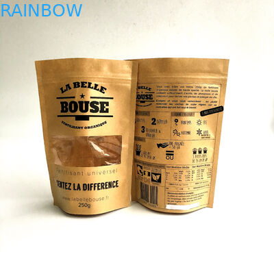 O fechamento natural personalizado reciclável do fecho de correr dos sacos de papel levanta-se o malote com janela