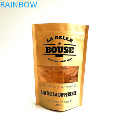 O fechamento natural personalizado reciclável do fecho de correr dos sacos de papel levanta-se o malote com janela