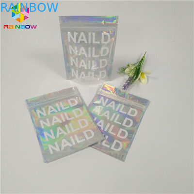 Material plástico liso Ziplock de empacotamento cosmético de Mylar do holograma claro do saco da soldadura térmica