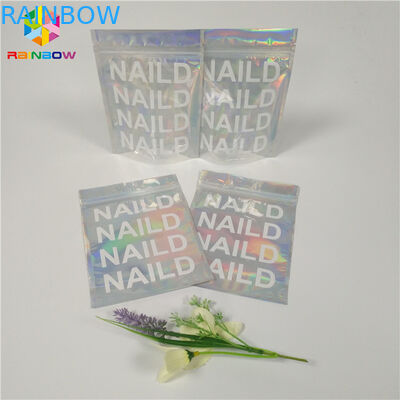 Material plástico liso Ziplock de empacotamento cosmético de Mylar do holograma claro do saco da soldadura térmica